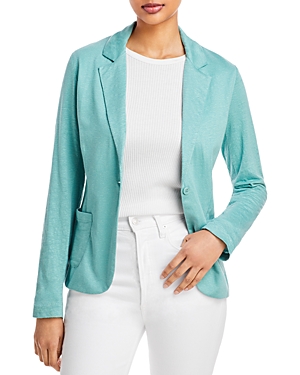 Majestic Fitted Linen Blazer In Lagoon