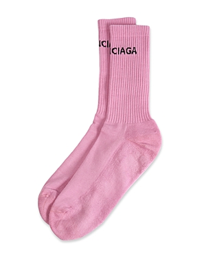 Balenciaga Logo Socks In Pink/black