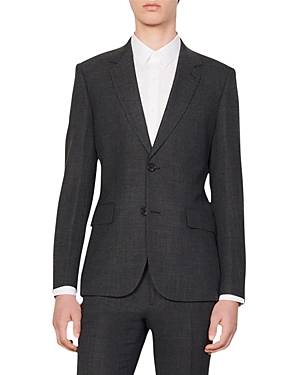 Shop Sandro Legacy Gray Suit Jacket In Mocked Grey