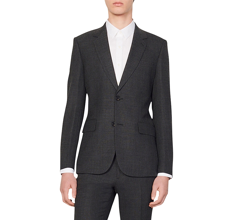Sandro Legacy Gray Suit Jacket In Mocked Grey