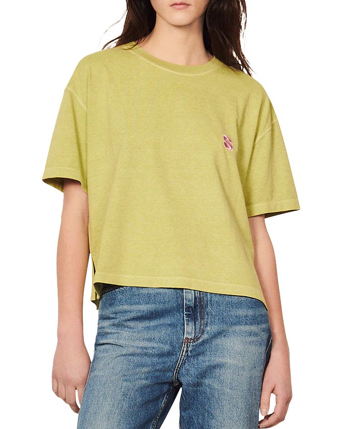 Sandro Patrick Embroidered Cotton Tee | Bloomingdale's