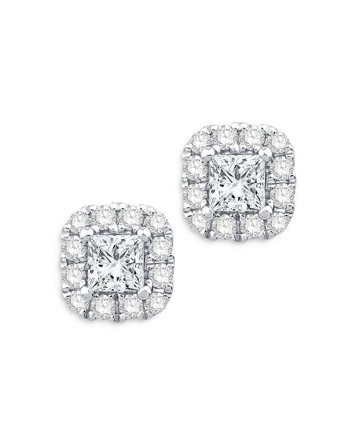 Bloomingdale's Diamond Halo Stud Earrings in 14K White Gold, 0.45