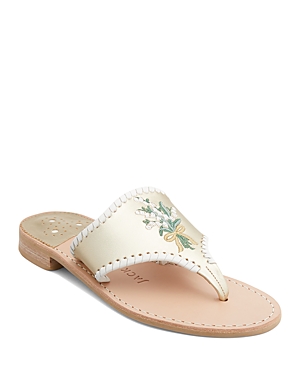 Jack Rogers Women's Lily Of The Valley Embroidered Flat Sandals