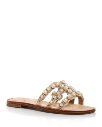 Sam Edelman Women's Bay Pearl Embellished Slide Sandals | Bloomingdale's