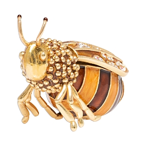 Jay Strongwater Winnie 14k Yellow Goldplated & Swarovski Crystal Honey Bee Box In Natural