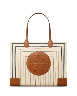 Tory Burch Ella Printed Tote In Box Stripe/rolled Brass | ModeSens