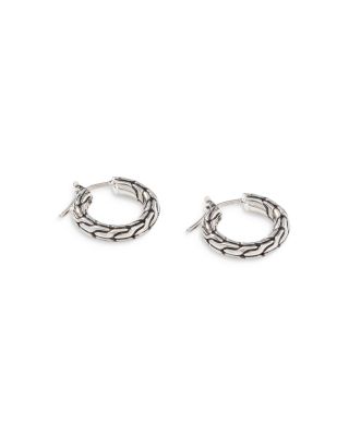 Sterling Silver Carved Chain Hoop Earrings, Small
