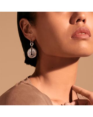 Radial Sterling Silver Classic Chain Convertible Disc Drop Hoop Earrings