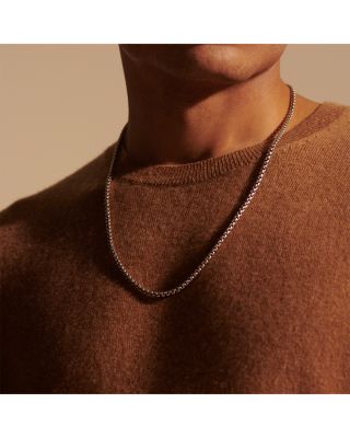 Sterling Silver Classic Chain Woven Box Chain Necklace, 24"