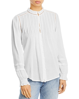 Faherty Willa Button Front Peasant Blouse In White
