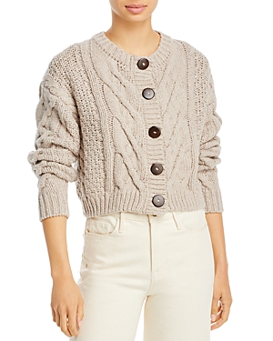 Free People Bonfire Cotton Cropped Cardigan In Silver Feather