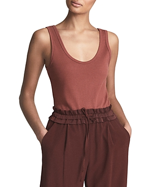 Reiss Violet Ribbed Scoop Neck Tank Top In Rust