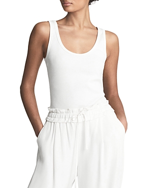 Shop Reiss Violet Ribbed Scoop Neck Tank Top In White