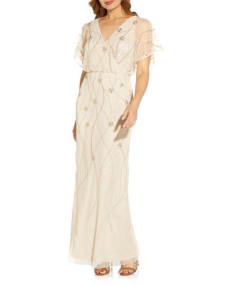 Adrianna Papell Beaded Blouson Column Gown Dress Bloomingdale s