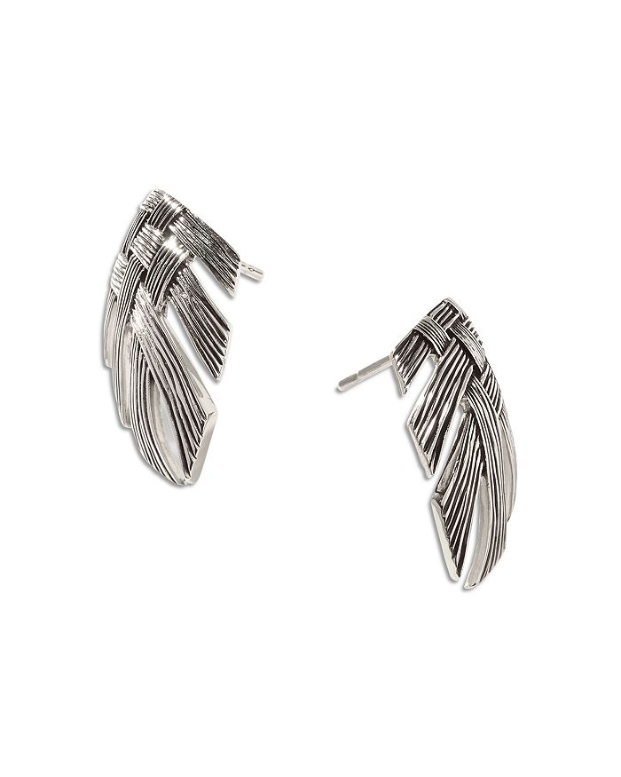 JOHN HARDY Sterling Silver Bamboo Weave Style Drop Earrings