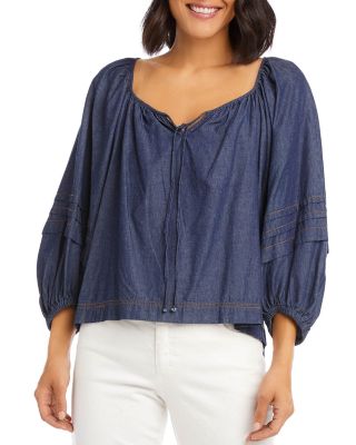 Karen Kane Denim Peasant Top 