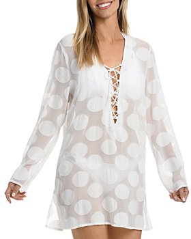 La Blanca Womens New Wave Cold Shoulder Tunic Cover Up