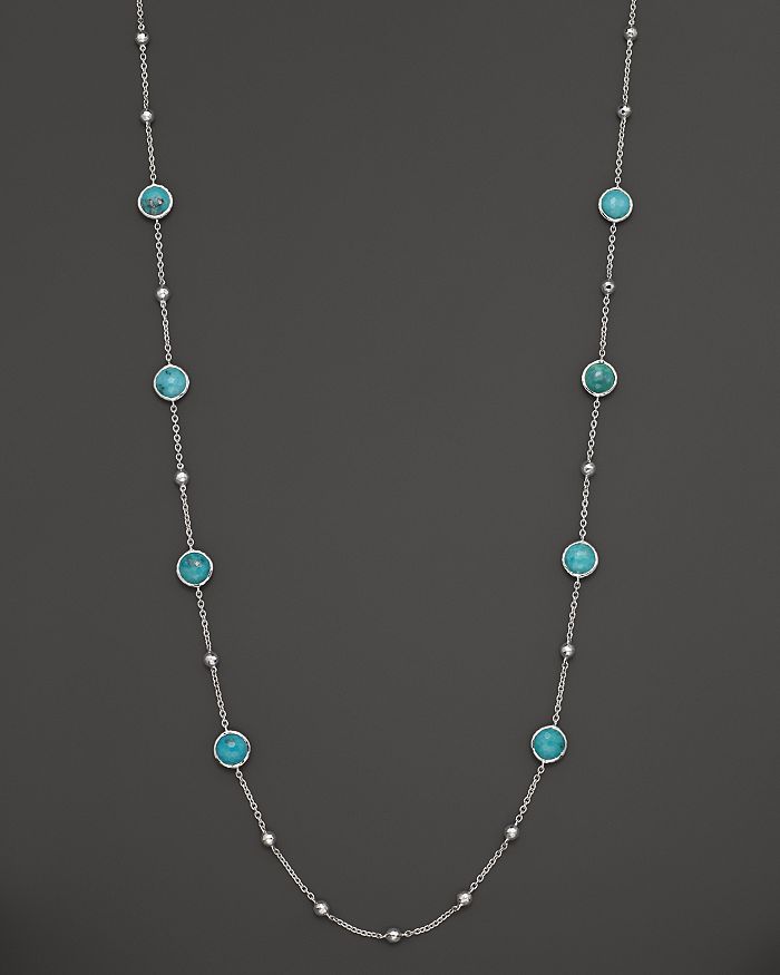 IPPOLITA STERLING SILVER ROCK CANDY MINI LOLLIPOP AND BALL NECKLACE IN TURQUOISE, 37,SN143TQ