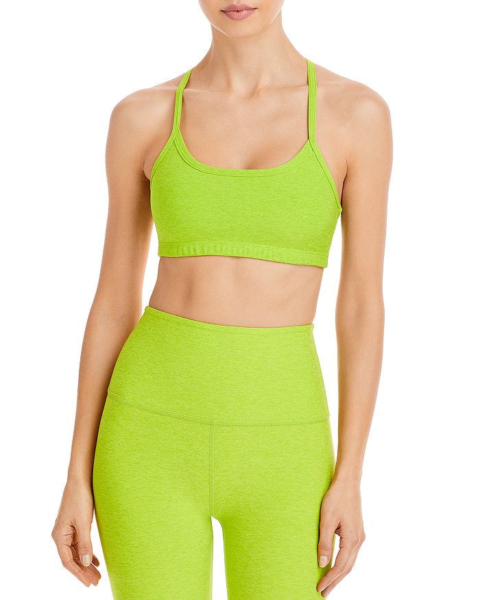 Beyond Yoga Slim Racerback Space Dye Bra Top In Matcha Green
