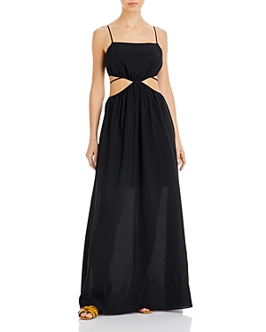 Shop Jonathan Simkhai Amora Core Strap Cotton Dress In Black