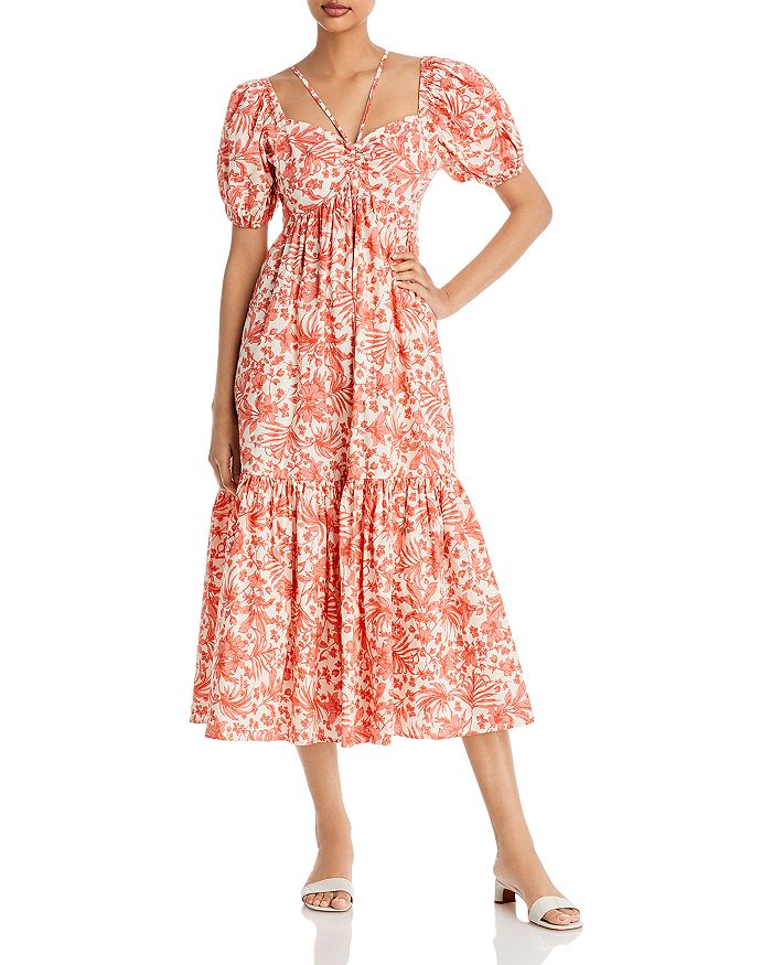 AQUA Floral Strappy Midi Dress - 100% Exclusive | Bloomingdale's