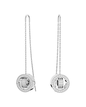 Swarovski Women's Hollow Rhodium-plated Chain & Crystal Thread-through Earrings In Silver