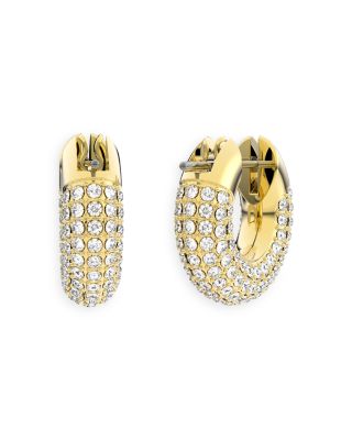 Dextera Pav&amp;eacute; Tubular Huggie Hoop Earrings in Gold Tone