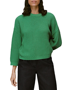 Shop Whistles Pria Chunky Knit Crewneck Sweater In Green