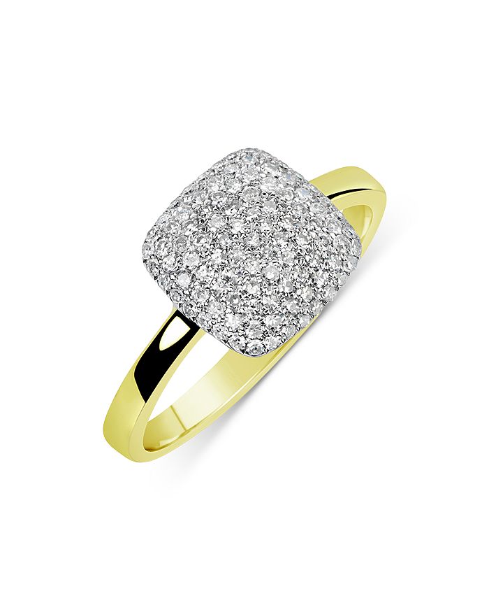 Square pave diamond top ring
