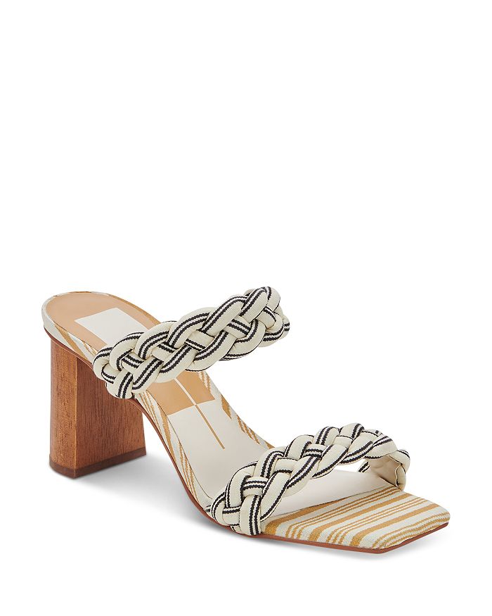 Dolce Vita Women's Paily Braided Double Strap High Heel Sandals In Black/white