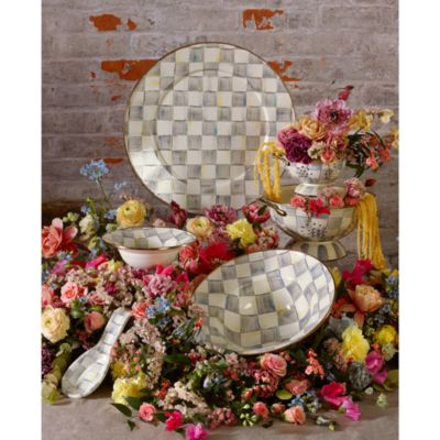 Sterling Check Enamel Spoon Rest