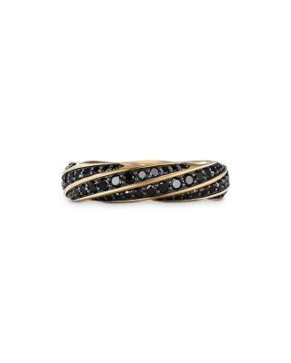 Men's 18K Yellow Gold Cable Edge Black Diamond Pav&eacute; Ring
