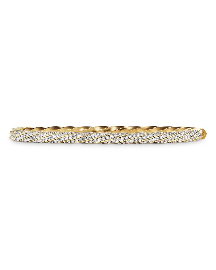 David Yurman - Cable Edge Bracelet in Recycled 18K Yellow Gold with Full Pav&eacute; Diamonds