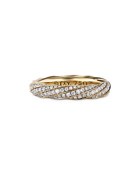 David Yurman - Cable Edge Band Ring in Recycled 18K Yellow Gold with Pavé Diamonds