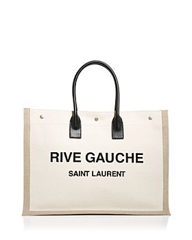 Saint Laurent Rive Gauche Tote Bag Small Neutrals in Fabric with Gold-tone  - US