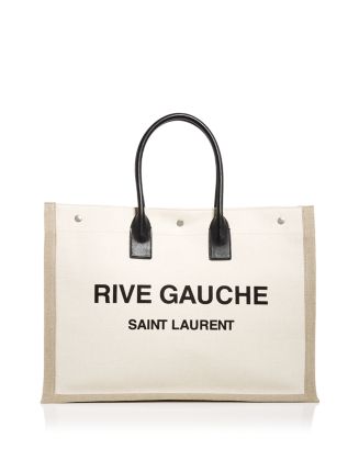 SAINT LAURENT Rive Gauche Linen-Canvas Tote in Brown