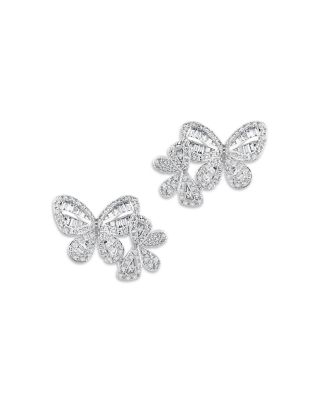 Open store Butterfly Stud 14K Yellow/White Gold 0.65CT Created Diamond Earrings