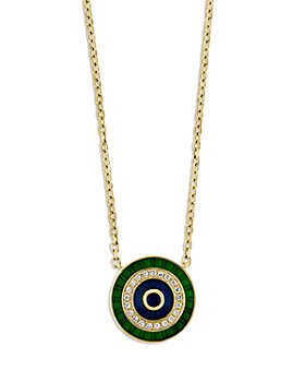 Bloomingdale's - Sapphire & Diamond Medallion Pendant Necklace in 14K Yellow Gold with Enamel, 17.5" - 100% Exclusive