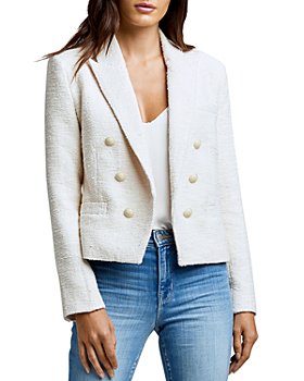 L'AGENCE - Brooke Double Breasted Cropped Tweed Blazer