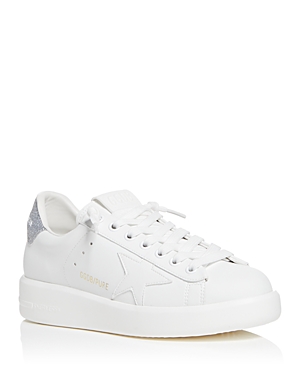 Shop Golden Goose Women's Pure Low Top Sneakers In White/silver