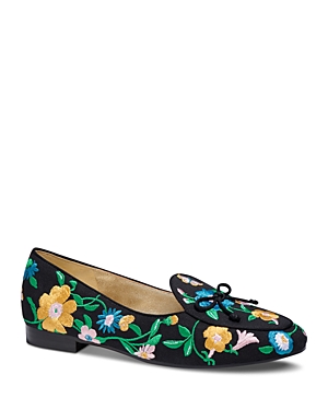 Kate Spade Devi Suede Bow Flat Loafers In Floral Garden