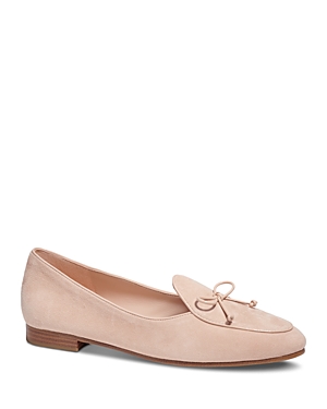 Kate Spade Devi Suede Bow Flat Loafers In Peach