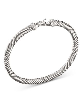 Sterling Silver Cable Buckle Bracelet with Diamonds