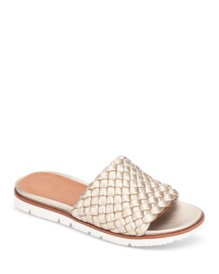 Gentle Souls by Kenneth Cole Women's Lavern Lite Woven Slide Sandals Soft Gold