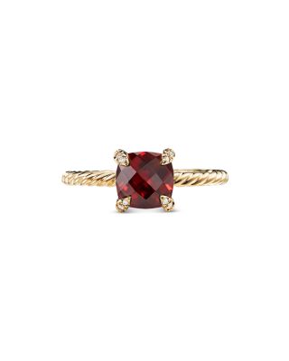 18K Yellow Gold Chatelaine&reg; Ring with Garnet & Diamonds