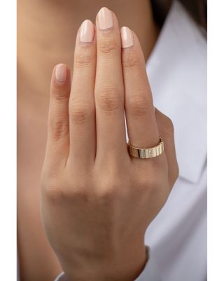 14K Yellow Gold Diamond Cigar Bar Ring