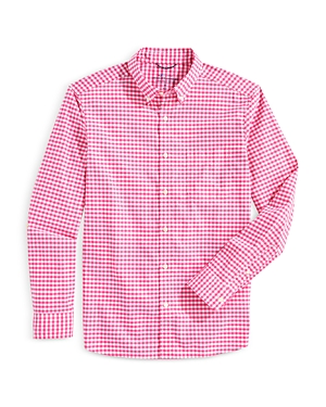 Vineyard Vines Gingham On-the-go Brrr Classic Fit Shirt In Knockout Pink