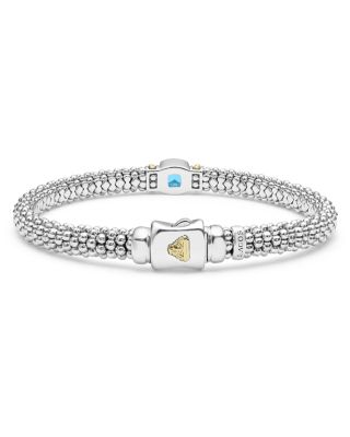 Sterling Silver & 18K Yellow Gold Rittenhouse Blue Topaz Solitaire Link Bracelet