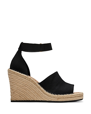 Toms Marisol Peep Toe Wedge Sandal In Black