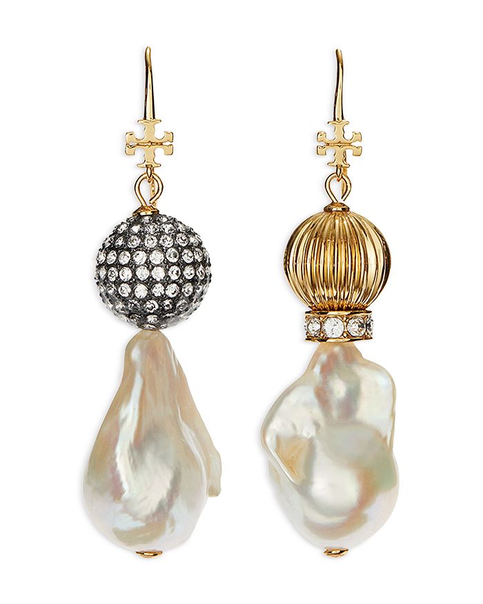 Tory Burch Kira Mismatched Cultured Pearl Drop Earrings | Bloomingdale's